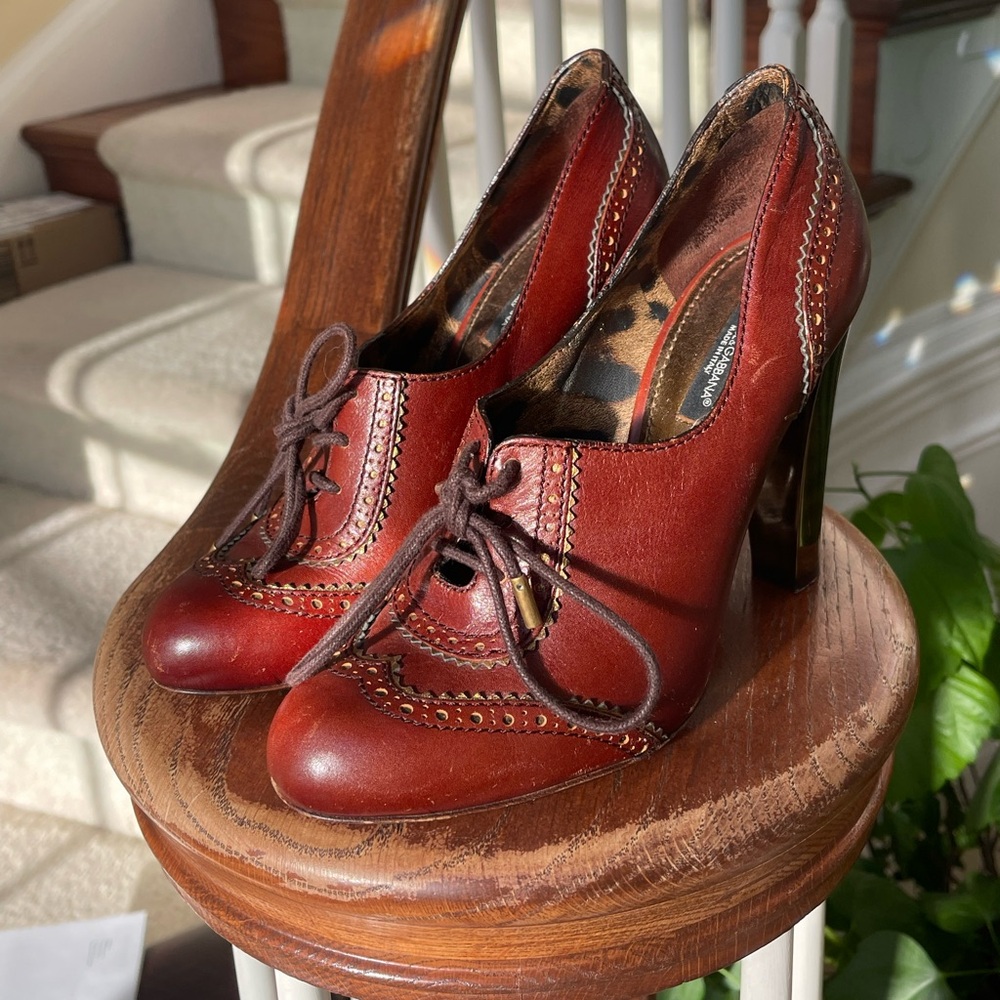 Dolce & Gabbana leather brogue-style ankle booties 38